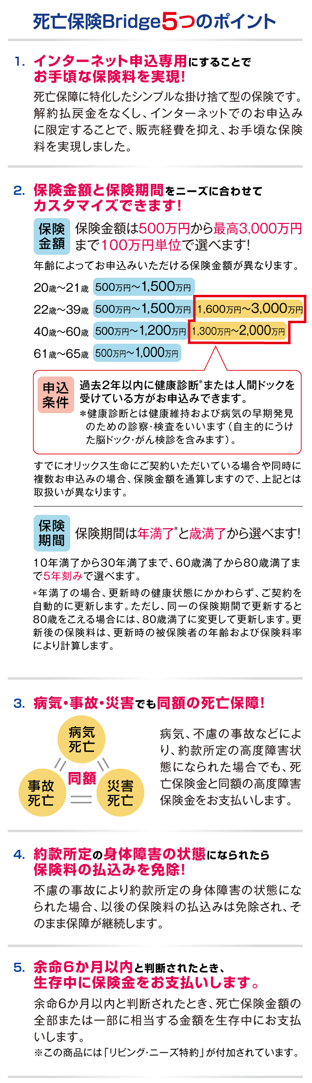 死亡保険Bridge5つのポイント